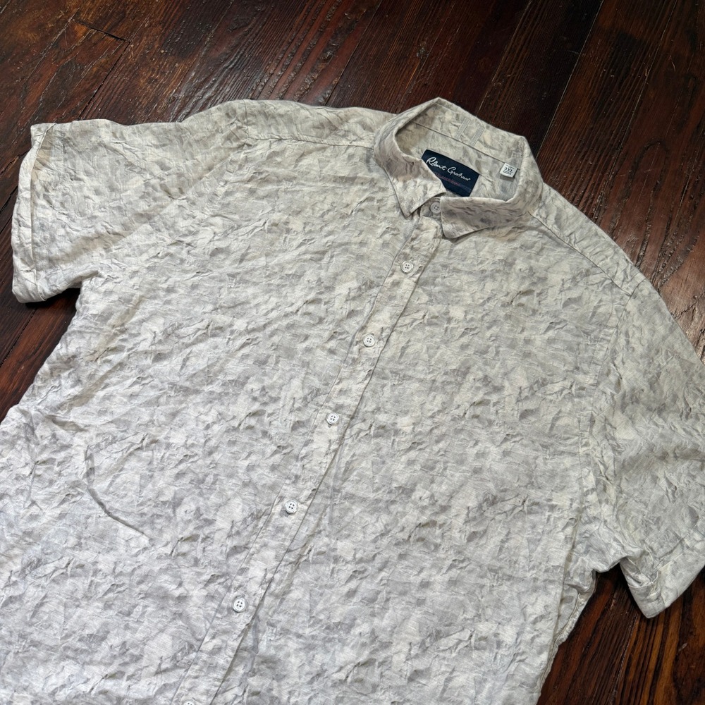 Robert Graham Shirt Mens 3XL Linen Blend Button Down Modern Americana Pattern